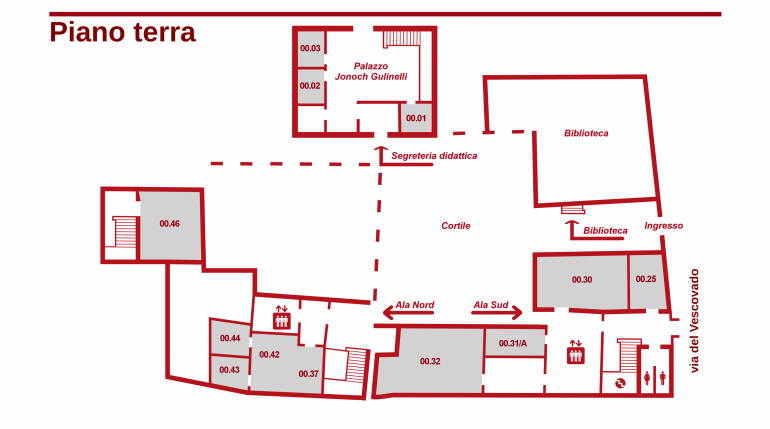 PIANO TERRA: Aula STO1: 37 posti; Aula STO2: 38 posti